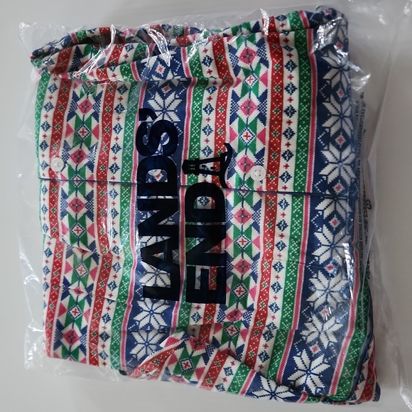 Lands' End longsleeve fairisle print night shirt button up size 3X holiday - Picture 2 of 5